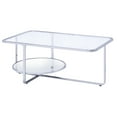 thumbnail image 1 of Contemporary Coffee Table with Round Bottom Shelf, Silver and Clear, 1 of 4