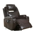 thumbnail image 1 of Benzara Contemporary Polyurethane Upholstered Metal Rocker Recliner with Swivel, Brown, 1 of 1