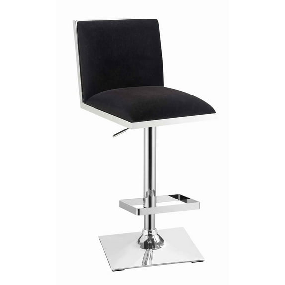 Benzara Contemporary Style Bar Stool With Padded Fabric Seat And Back, Gray & Silver-Color:Black & Silver