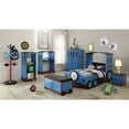 thumbnail image 1 of Benzara Contemporary Style Metal and Leatherette Bed with Train Design Twin Bed, Blue, 1 of 3