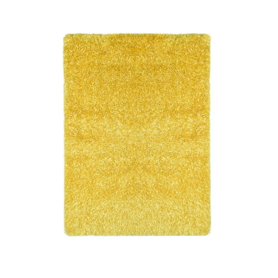 Benzara Contemporary Style Polyester Area Rug With cotton Backing, Gray-Color:Yellow