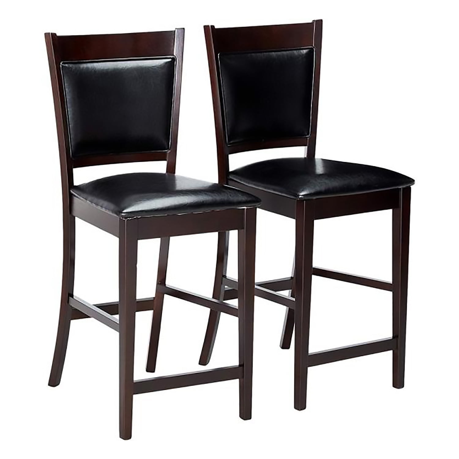 Espresso Brown Leather-Like Vinyl Counter Height Chair Set of 2