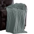 thumbnail image 1 of Benzara Creuse Cable Knitted Cotton Throw with Diamond Pattern The Urban Port, Olive Green, 1 of 2