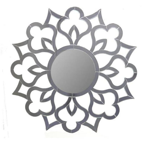 Benzara ETD-EN18270 Amazing Round Mirror, Gray - 47.24 x 1 x 47.24