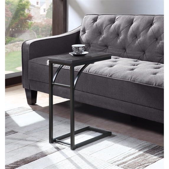 Benzara Elegantly Charmed Metal Snack Table-Color:Gray/Black