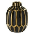thumbnail image 1 of Benzara Embossed Ceramic Round Vase with Small Mouth Open, Black and Gold, 1 of 1