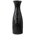 thumbnail image 1 of Benzara Embossed Hexagonal Patterned Ceramic Vase with Trumpet Lips-Color:Black, 1 of 1