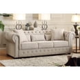 thumbnail image 1 of Benzara Fabric Upholstered Button Tufted Sofa With 5 Pillows, Beige, 1 of 3