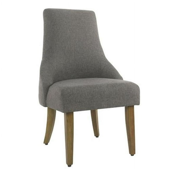 Benzara Fabric Upholstered High Back Dining Chair with Wooden Legs, Blue and Brown-Color:Gray And Brown