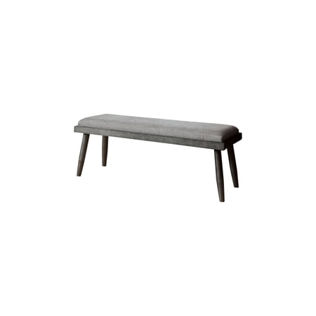 Benzara Fabric Upholstered Metal Bench with Angled Legs, Gray