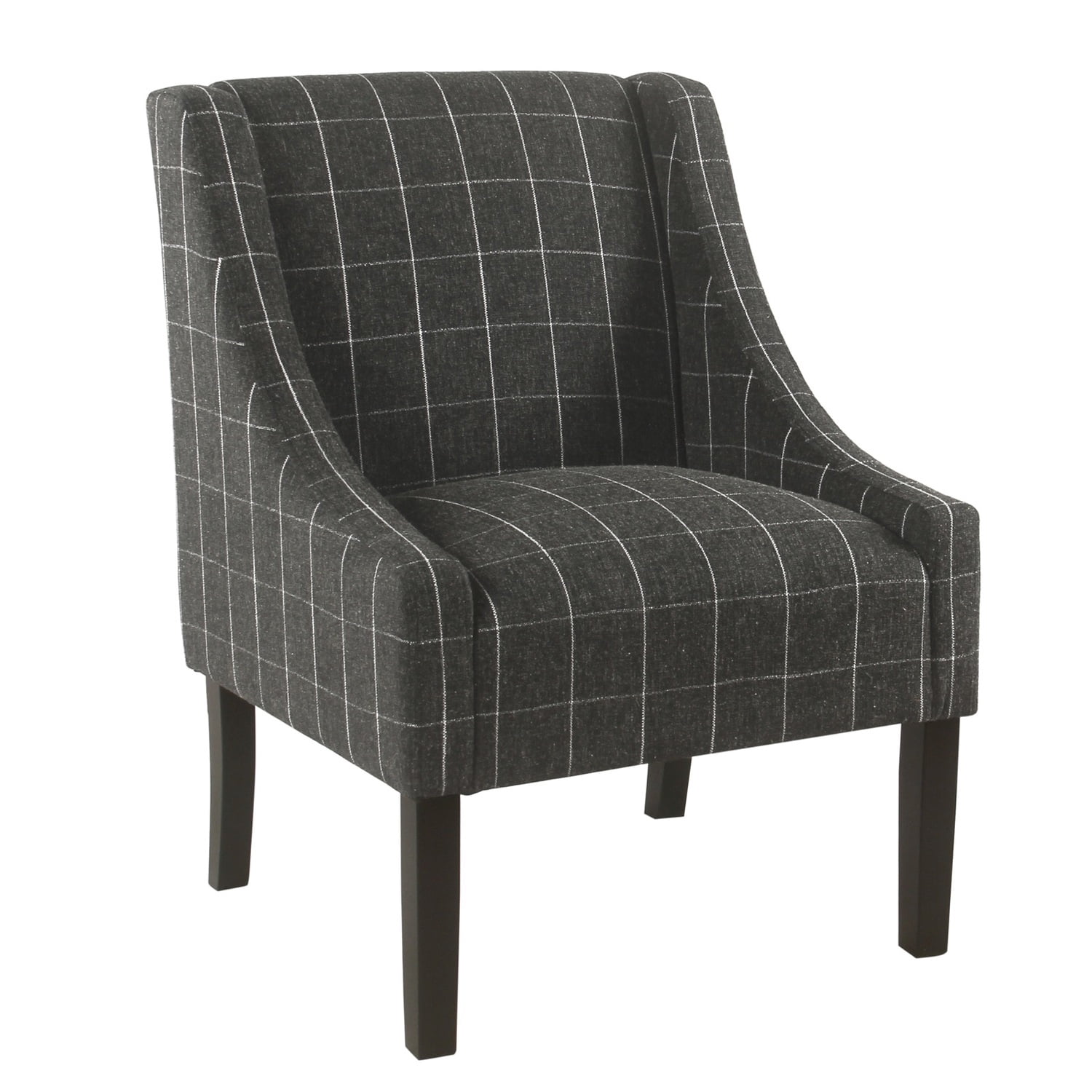 Windowpane Pattern Chair Benzara Fabric Upholstered Wooden Accent Chair with Windowpane Pattern ...