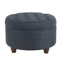 thumbnail image 1 of Benzara Fabric Upholstered Wooden Ottoman with Tufted Lift Off Lid Storage, Navy Blue-Color:Navy blue, 1 of 2