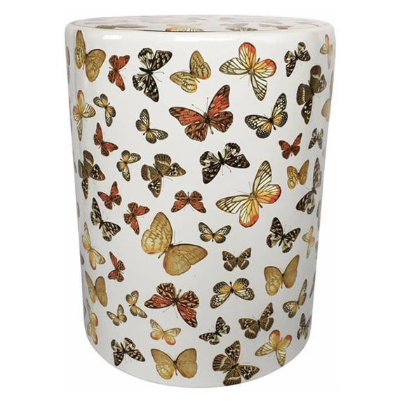 Benzara Fancy Butterfly Designed Ceramic Garden Stool