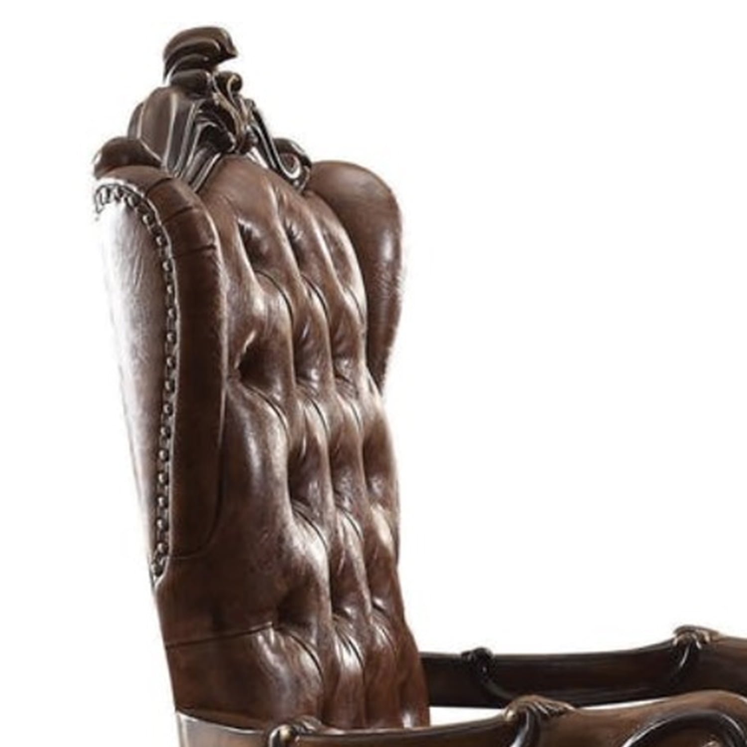 Elegant Brown Faux Leather Swivel Executive Chair with Metal Frame