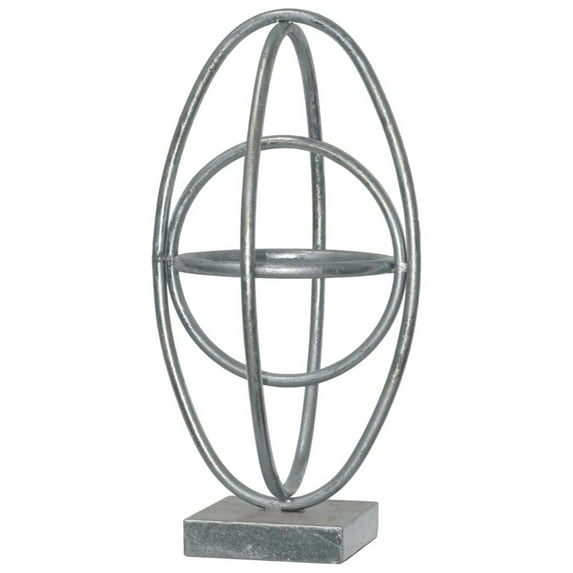 Benzara Four Interconnected Metal Orb On Square Base-Color:Silver,Size:Large