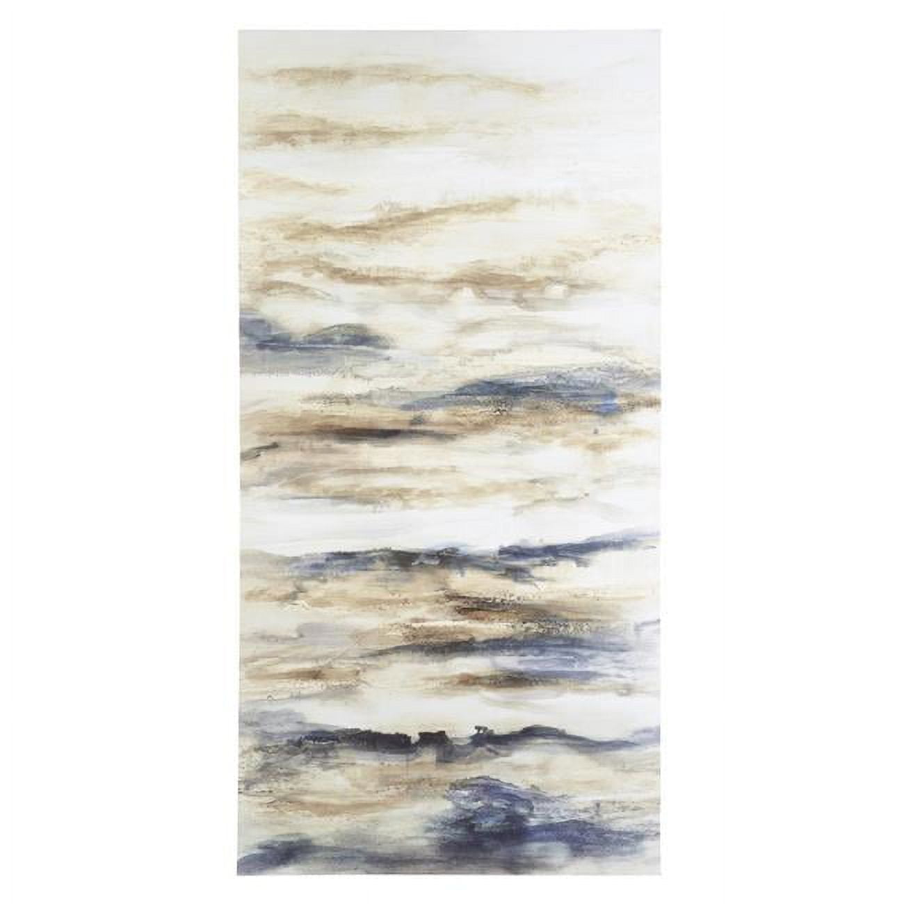 Beige and Blue Abstract Canvas Wall Art, 30 x 60 Inch
