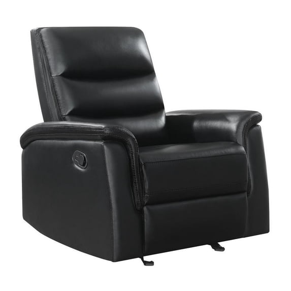Benzara Glider Recliner with Channel Tufted Back, Black