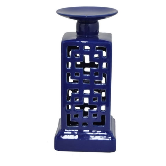 Benzara 15073 7" Ceramic Candle Holder Pierce