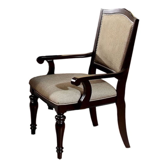 Benzara Harrington Transitional Arm Chair, Dark Brown, Set of 2-Color:Dark Walnut