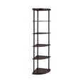 thumbnail image 1 of Benjara Illuminating corner bookcase with five pie shaped shelves, Brown-Color:Dark Brown, 1 of 2