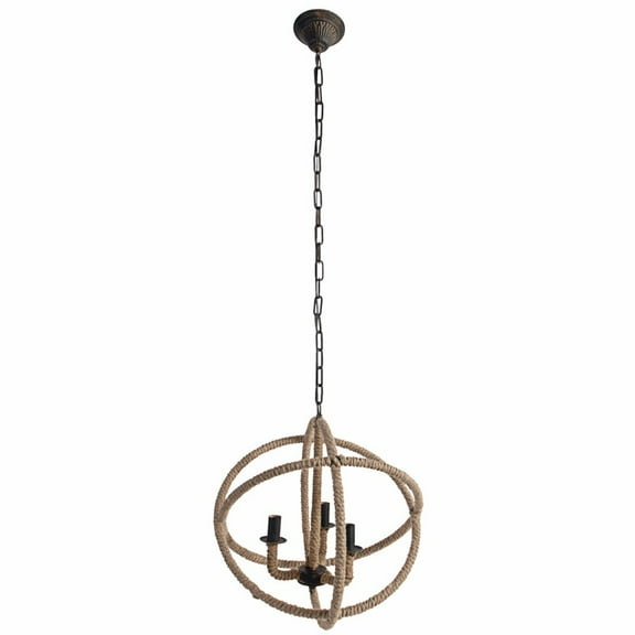 Benjara Impressive Cade 3 Light Roped Chandelier