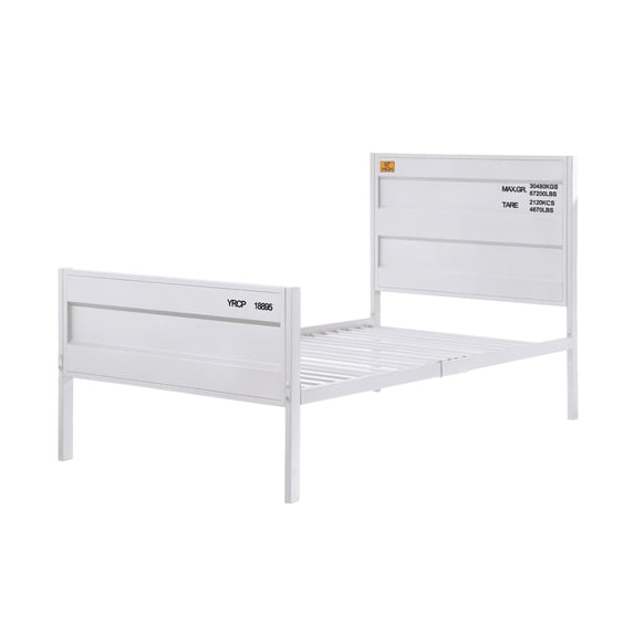 Benjara Industrial Style Metal Twin Size Bed with Straight Leg Support, White