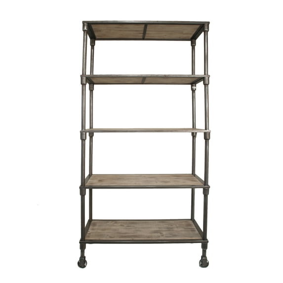 Benzara Industrial Wood and Metal Wall Shelf