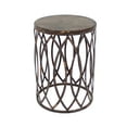 thumbnail image 1 of Benzara Interlaced Oval Design Industrial Metal End Table , Distressed Brown, 1 of 3