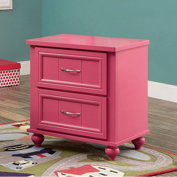 Benzara Lacey Contemporary Nightstand, Pink Finish
