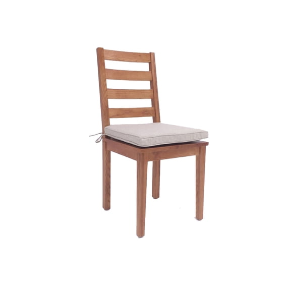 Benzara Ladder Back Dining Chair with Cushion Seat and Block Legs, Set of 2, Brown