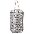 thumbnail image 1 of Benzara Lantern with Removable Rope Hanger and Weaved Design, Gray, 1 of 5