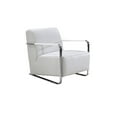 thumbnail image 1 of Benzara Leather Lounge Chair with Steel Arms and Sled Base, Black and Silver, 1 of 2