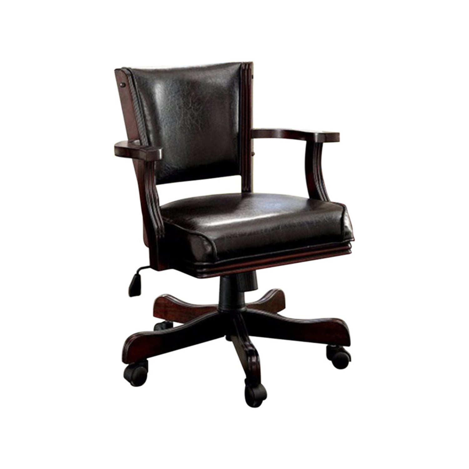 Elegant Swivel Adjustable Height Arm Chair in Dark Cherry and Brown