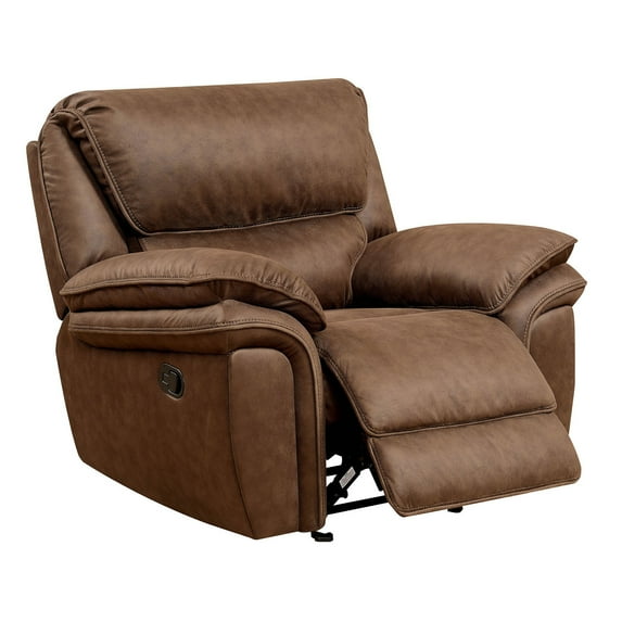 Benzara Leatherette Recliner With Tufted Back In Brown