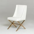 thumbnail image 1 of Benzara Leatherette Wingback Design Dining Chair with Trestle Steel Base, White and Gold, 1 of 3