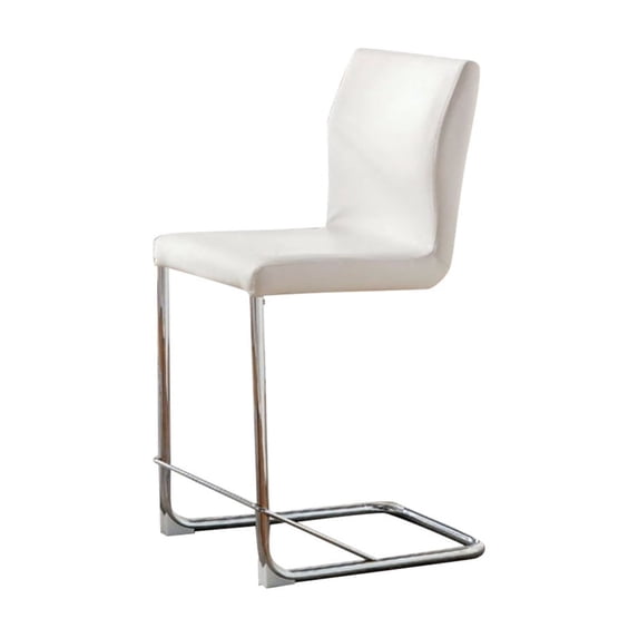 Benzara Lodia II Contemporary Counter Height Chair Withvwhite Pu, Set of 2-Color:White