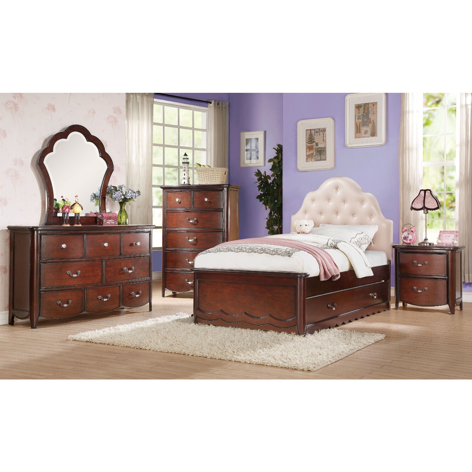 Benzara Majestic Twin Bed with Padded Headboard - image 1 of 1