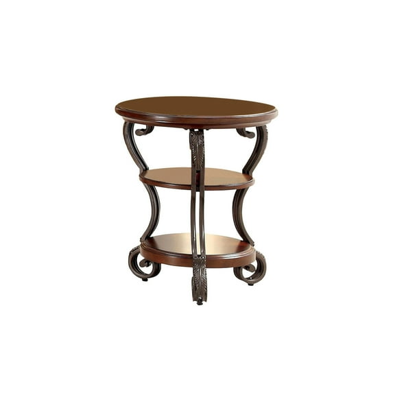 May Transitional Style Side Table with Brown finish.