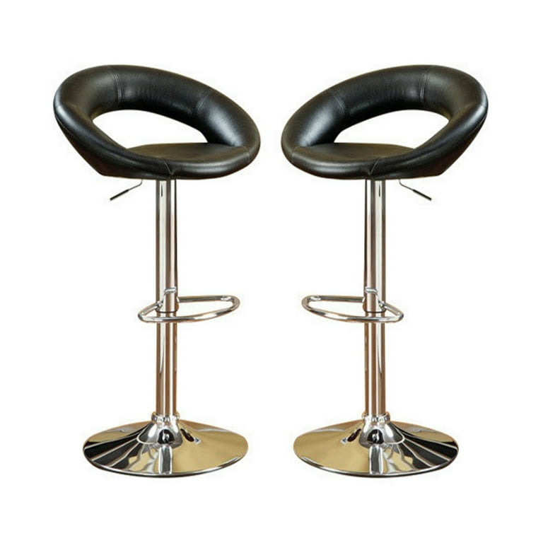 Benzara Metal Bar Stool in Black Silver Set of 2 Walmart