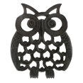 thumbnail image 1 of Benzara Metal Frame Owl Shape Trivet with Textured Details, Black, 1 of 3