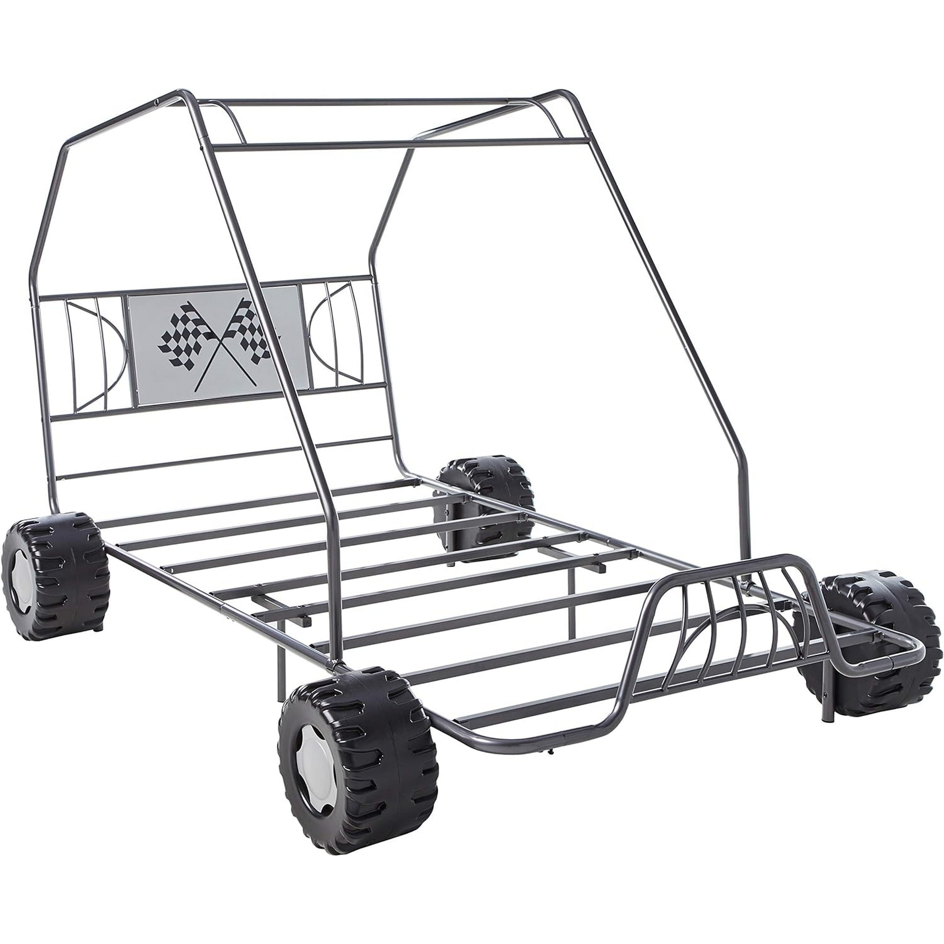 Metal Go Kart Style Twin Bed, Black