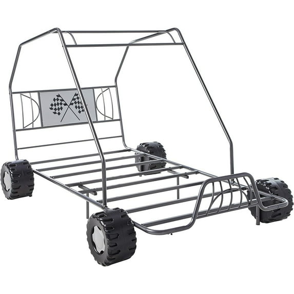 Metal Go Kart Style Twin Bed, Black