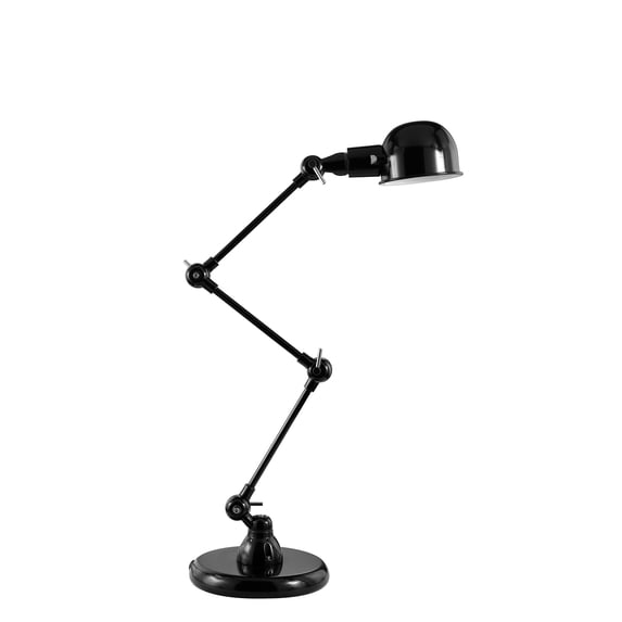 Benzara Metal Table Lamp with Flexible Neck Design and Round Base, Blue-Color:Black