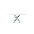 thumbnail image 1 of Metal and Glass Rectangular Dining Table with Entwining Legs Silver and Clear, 1 of 7