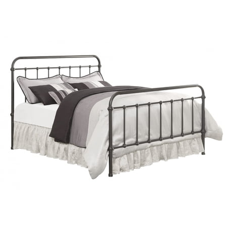 Benzara Metal Full Size Bed with Rounded Corners in Dark Bronze