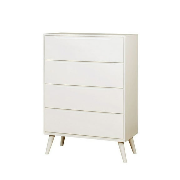 Benzara Mid Century Modern Style Wooden Chest, White-Color:White