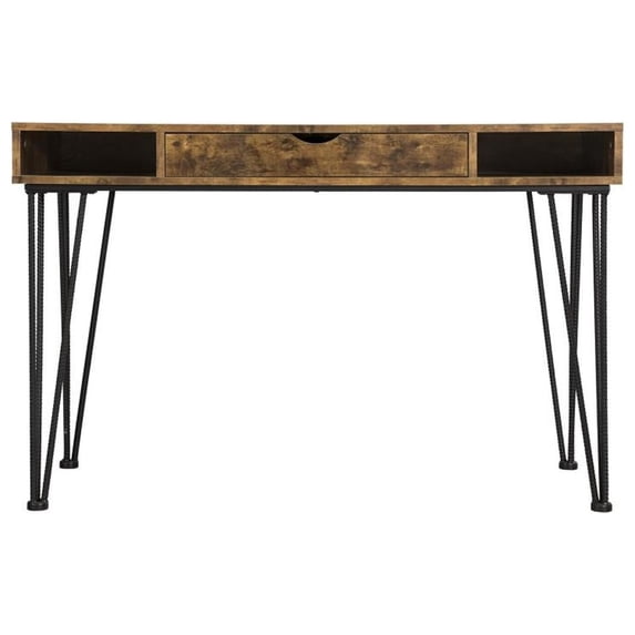 Mid Century Modern Wooden Writing Desk and 1 Drawer, Brown