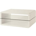 thumbnail image 1 of Modern Coffee Table With Rounded Corners & Clear Tempered Glass Shelf, White, 1 of 2