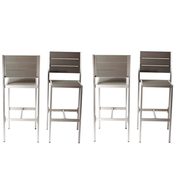 Benzara Modish And Heighted Anodized Aluminum Armless Barstools (Set of 4)