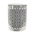 thumbnail image 1 of Benzara Mosaic Designed Cylindrical Ceramic Garden Stool, Gold And White, 1 of 2